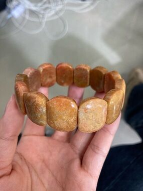 Handcrafted Golden Brown Coral Stone Stretch Bracelet